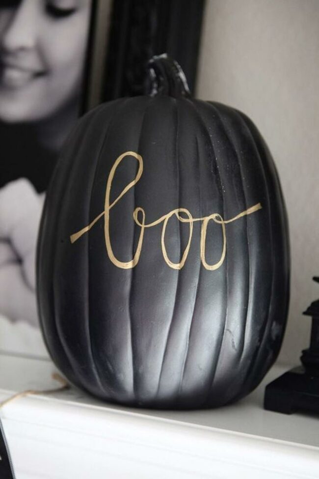 Gold "Boo" Black Pumpkin